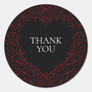 Adesivos de Casamento Gótico de Coração Vermelh