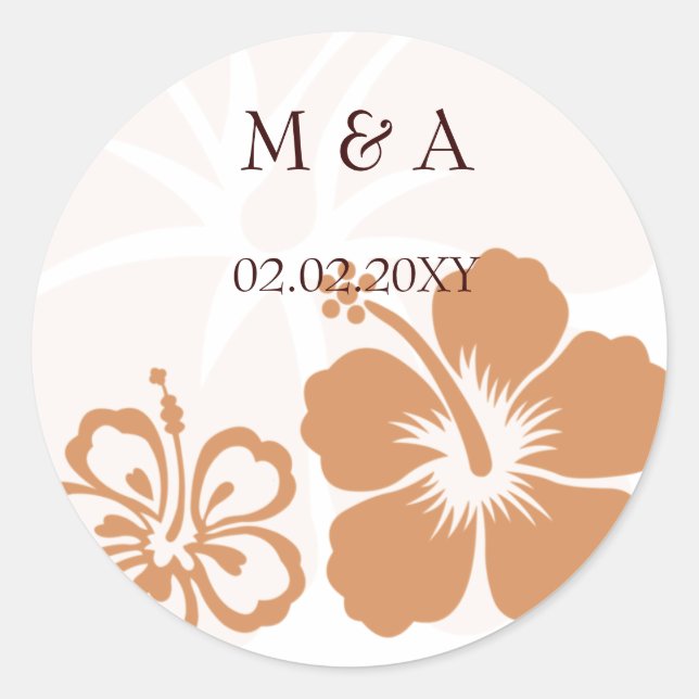 adesivos de casamento laranja hibisco (Frente)