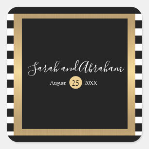 Adesivos de casamento listras pretas e brancas