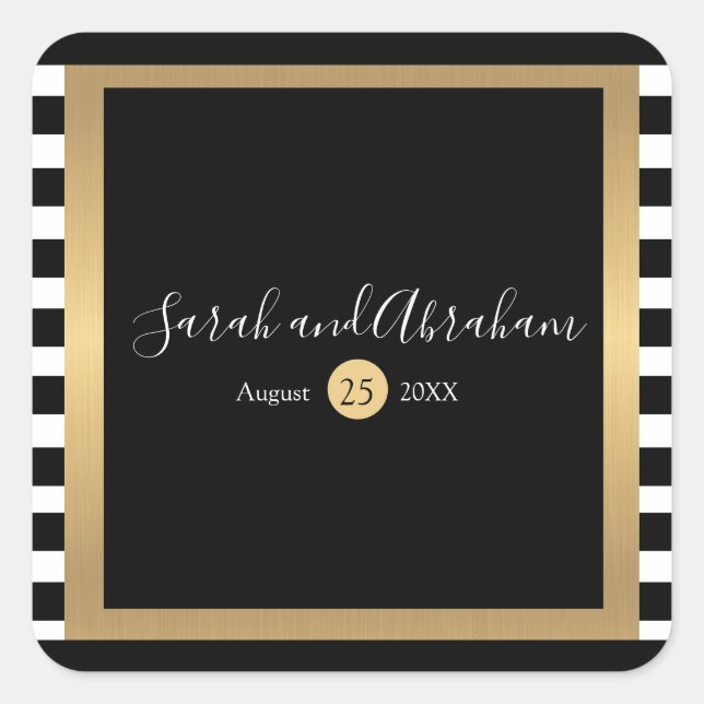 Adesivos de casamento listras pretas e brancas (Frente)