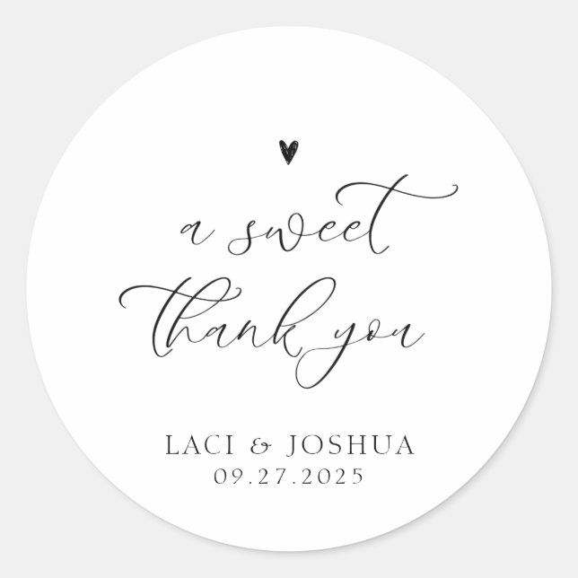 Adesivos de casamento Modern Script obrigado (Frente)