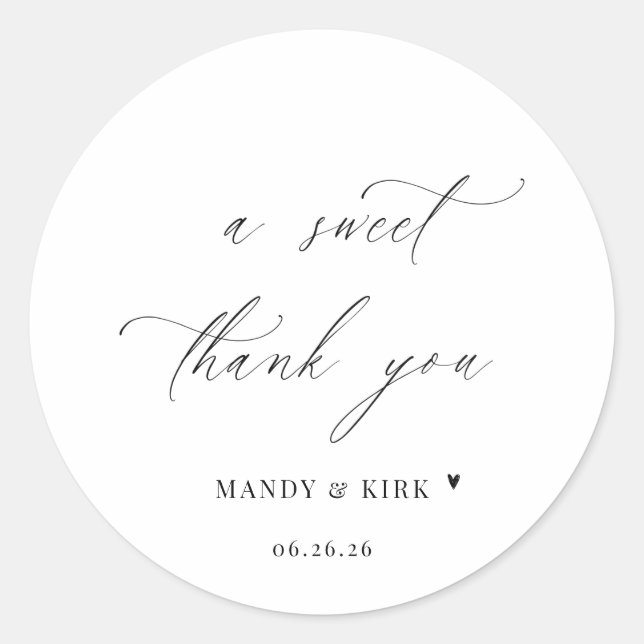 Adesivos de casamento Modern Script obrigado (Frente)