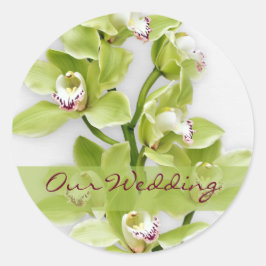 Adesivos de Casamento Orquídeo de Cymbidium Verde