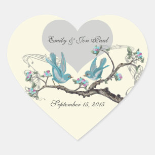 Adesivos de Casamento Pássaros Aqua Rosa Quente Vi