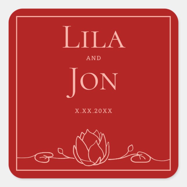Adesivos de Casamento Personalizados Lotus (Frente)
