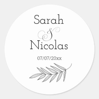 Adesivos de casamento personalizados minimalistas