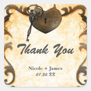 Adesivos de casamento rústicos vintage com fechadu