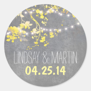 adesivos de casamento selados com luzes de cordas