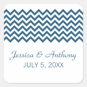 Adesivos de Casamento Simples Chevron Azul