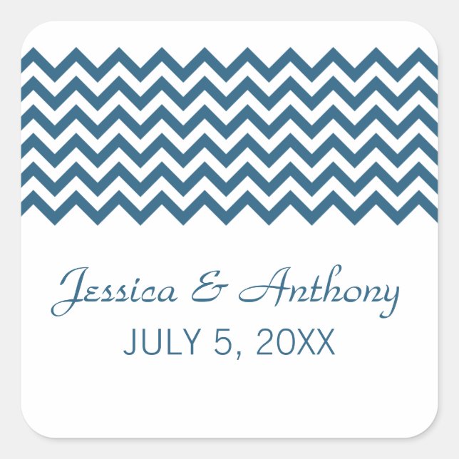 Adesivos de Casamento Simples Chevron Azul (Frente)