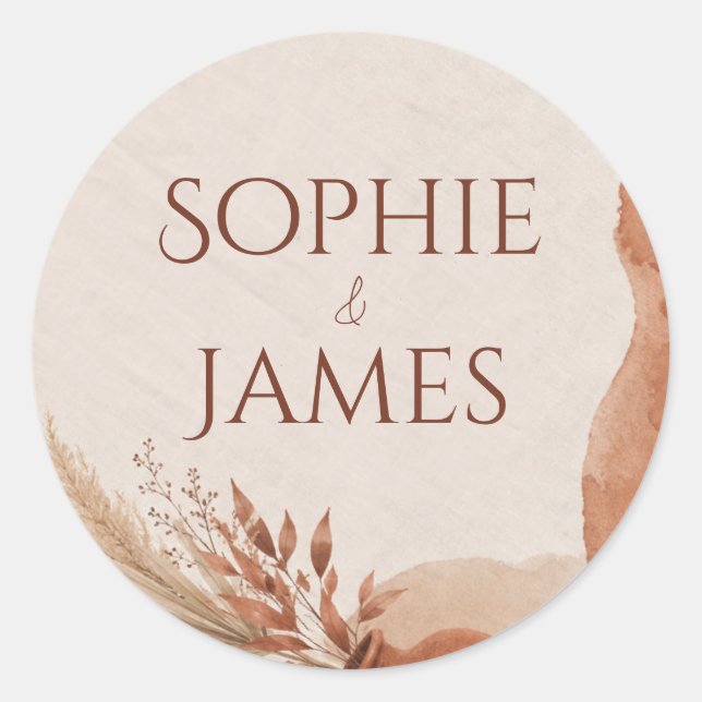 Adesivos de casamento terracota Boho (Frente)