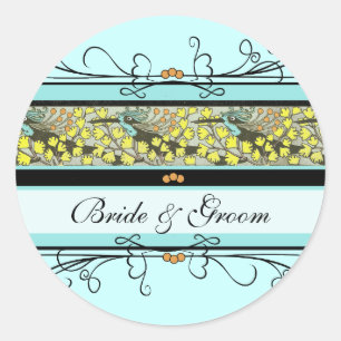 Adesivos de casamento Vintage Birds Art Nourveau