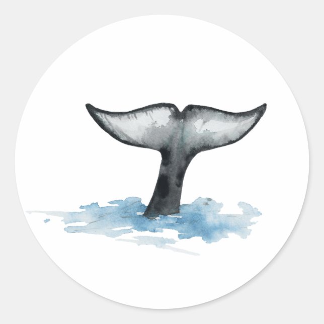 Adesivos de cauda de Orca em aquarela (Frente)