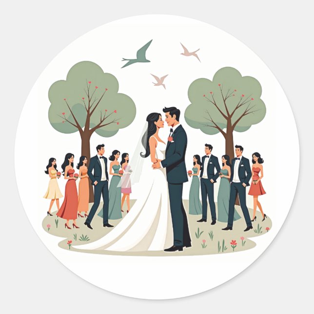 Adesivos de Celebração de Casamento (Frente)