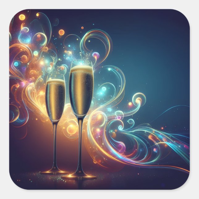 Adesivos de Celebração do Brindes à Meia-Noite (Frente)