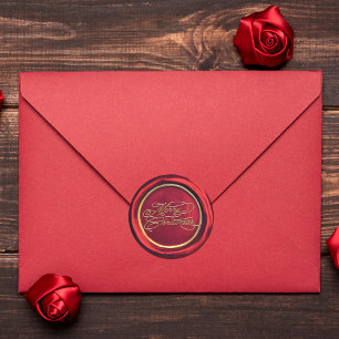 Adesivos de Cera de Natal Vermelho e Dourado Chic 