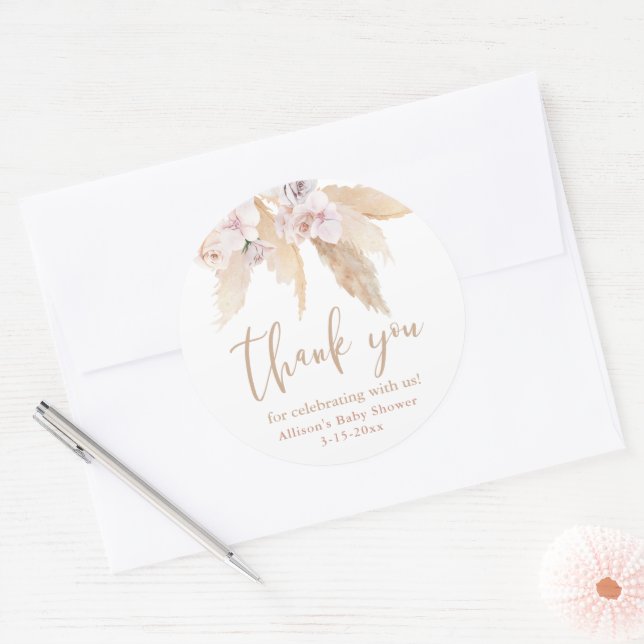 Adesivos de chá de bebê com folhas tropicais de gr (Envelope)