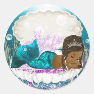 Adesivos de Chá de Bebê de Sereia Afro-Americana