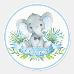 Adesivos de Chá de Bebê Elefante Menino