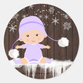 Adesivos de Chá de Bebê Floco de Neve Roxo
