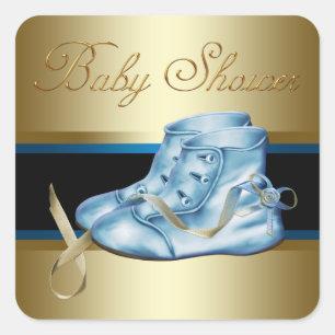 Adesivos de Chá de Bebê Menino Azul Preto Dourado