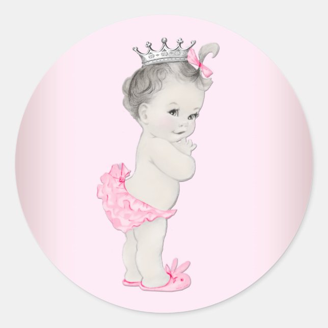 Adesivos de Chá de Bebê Princesa Rosa Vintage (Frente)