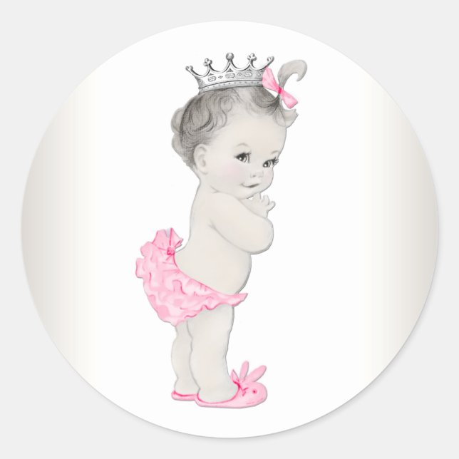 Adesivos de Chá de Bebê Princesa Rosa Vintage (Frente)
