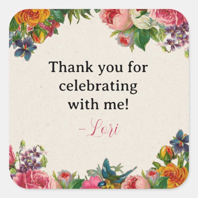 Adesivos de Chá de Noiva com Tema de Jardim Vintag (Frente)