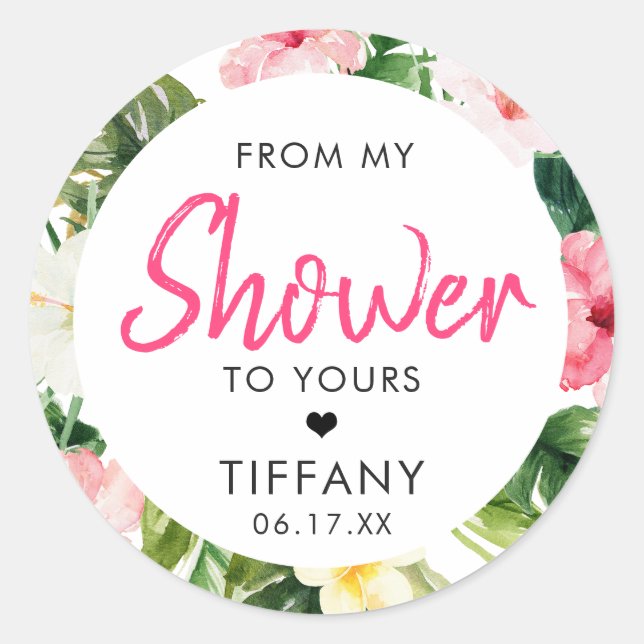 Adesivos de Chá de Noiva Folhas Tropicais (Frente)