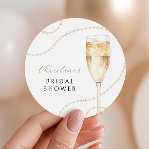 Adesivos de Chá de Noiva Pérolas & Prosecco Dourad