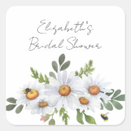 Adesivos de chá de panela de noiva com margarida b