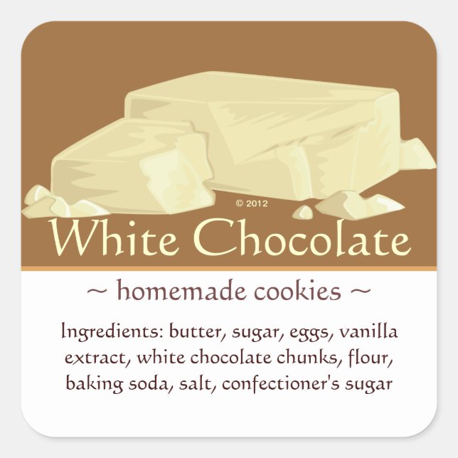 Adesivos de chocolate branco quadrados personalizá (Frente)