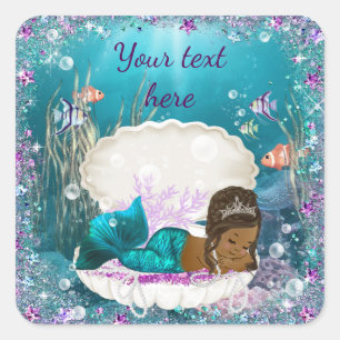 Adesivos de Chuvada de Bebê Menina Sereia Afro-Ame