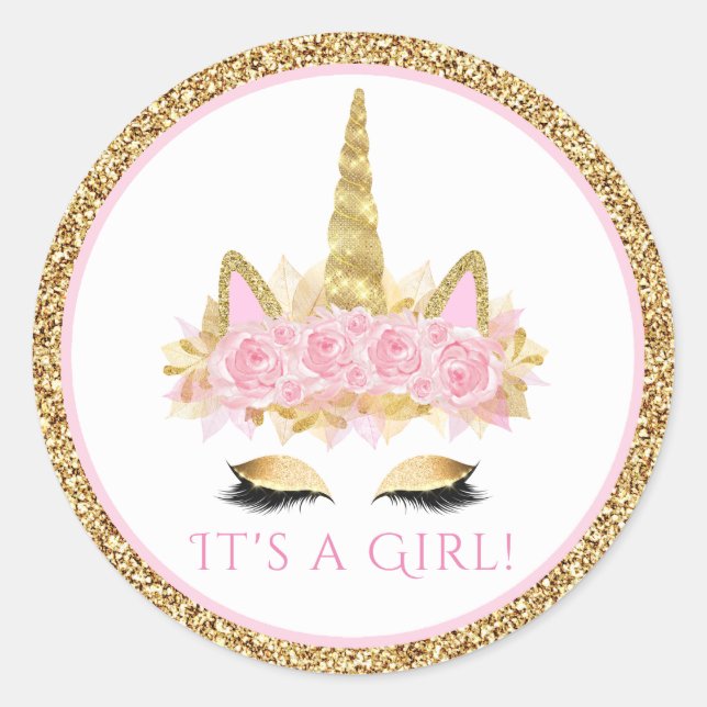 Adesivos de Chuvada de Bebê Unicórnio (Frente)