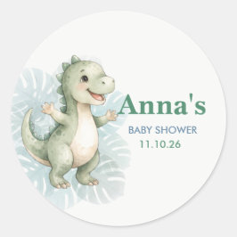 Adesivos de Chuveiro de Bebê de T-Rex Verde Fofo