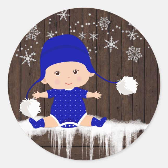 Adesivos de Chuveiro de Bebê Floco de Neve Azul Me (Frente)
