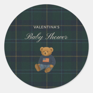 Adesivos de Chuveiro de Bebê Urso Teddy Xadrez Ele