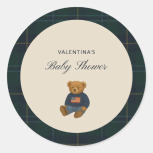 Adesivos de Chuveiro de Bebê Urso Teddy Xadrez Ele