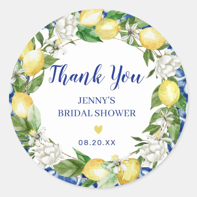 Adesivos de Chuveiro de Noiva Italiano Limão com A (Frente)