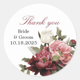 Adesivos de Círculo de Agradecimento Burgundy Bouq