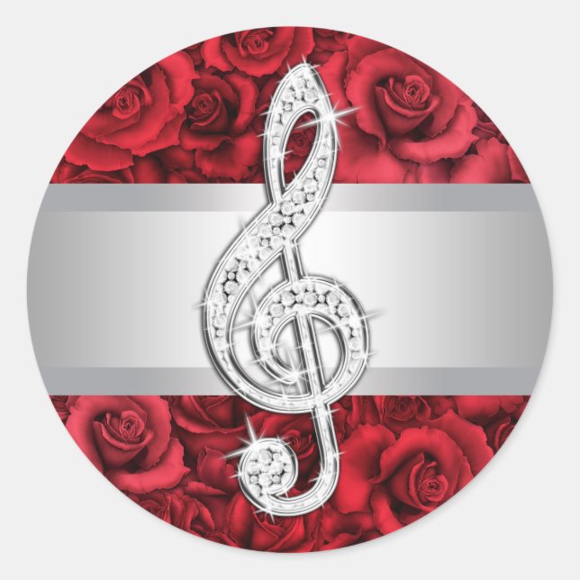 Adesivos de clave de sol elegantes em prata e rosa (Frente)