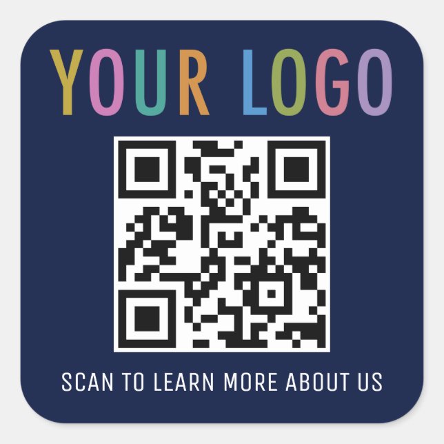 Adesivos de Código QR Azul Marinho Logotipo Empres (Frente)