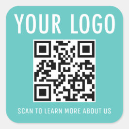 Adesivos de Código QR Azul Turquesa com Logotipo P