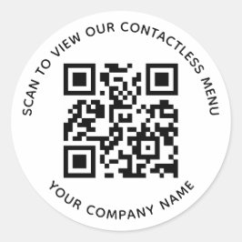 Adesivos de Código QR de Menu Redondos Nome da Emp