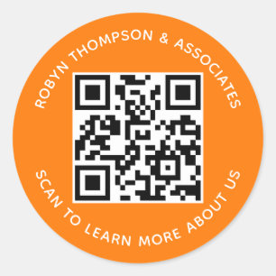 Adesivos de Código QR Laranja Personalizados Nome 