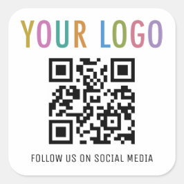 Adesivos de Código QR Quadrado com Logo Mídias Soc