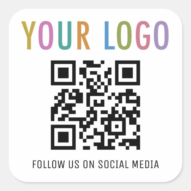 Adesivos de Código QR Quadrado com Logo Mídias Soc (Frente)