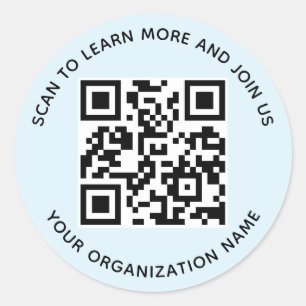 Adesivos de Código QR Redondos Azul Claro para Org