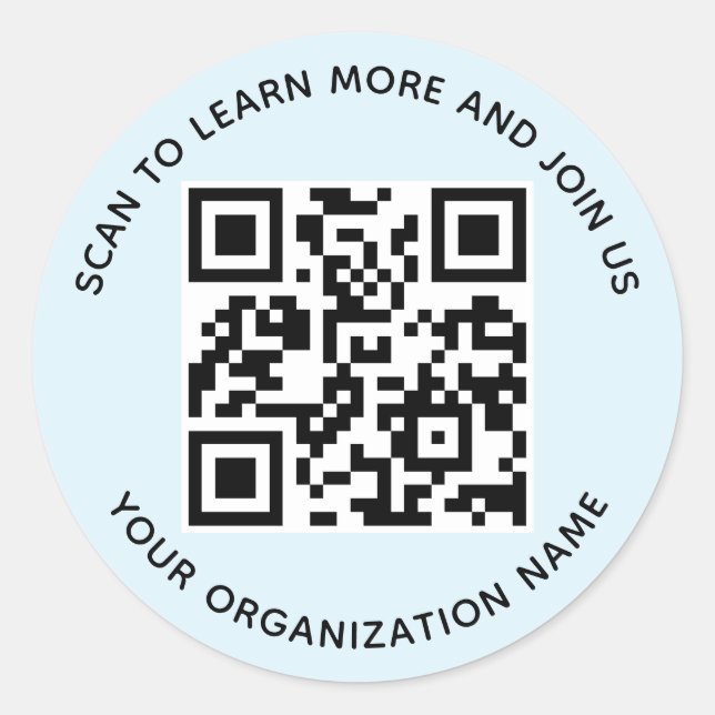 Adesivos de Código QR Redondos Azul Claro para Org (Frente)