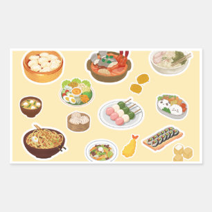 Adesivos de Comida Tema Comida Asiática